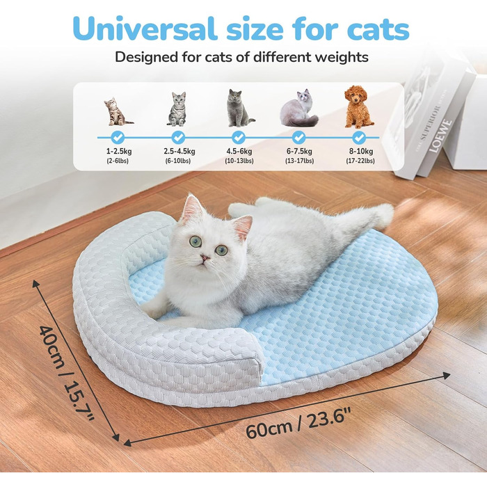 Підвісне ліжко для котів CATISM 360° з можливістю обертання, кошик для сну, 36x38 см, до 20 кг (блакитний)