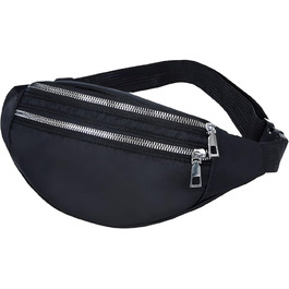Чоловіча/Жіноча поясна сумка на пояс, водонепроникна, з PU шкіри, багатофункціональна, для спорту, подорожей, фестивалів (Чорний)