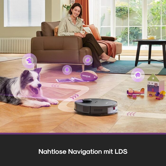 Робот-пилосос Eureka E20 Evo Plus з функцією миття та автопорожненням, 10000 Па, для твердих підлог та килимів, білий (чорний)