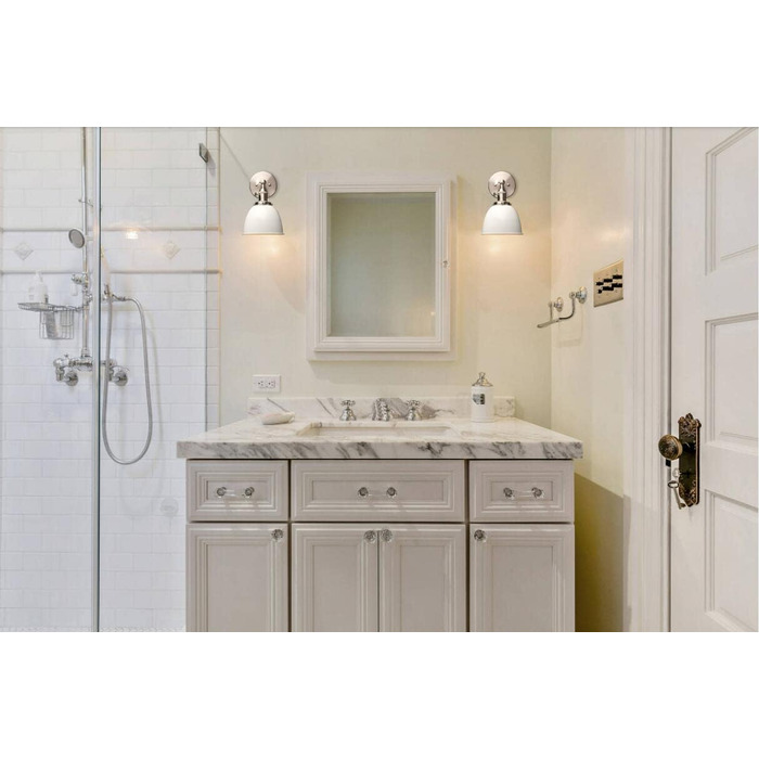 Phansthy 2 Pack Wall Sconce with Metal Shade Wall Lamp Industrial Design, Indoor Vintage Loft Wall Lamp E27 max. 40W for Living Room Bedroom Office Kitchen Hallway (White)