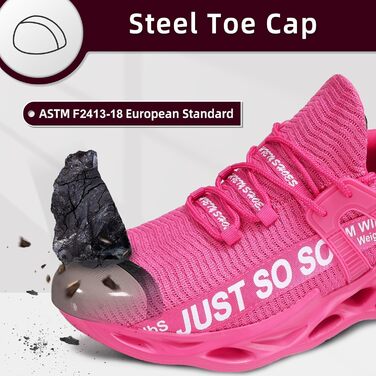 Зручні робочі черевики Furuian для чоловіків та жінок. Легкі, спортивні, дихаючі кросівки зі сталевим підноском, неслизька підошва. Розмір 45 EU, колір рожевий.
