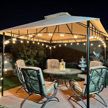 Льо́хкова гірлянда з 50+2 LED-лампочками, 45 метрів, IP45, тепле біле світло, для саду, тераси, святкування, з пульт дистанційного керування