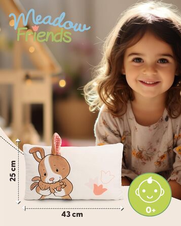 NICI Подушка Зайчик Hopsala та його Малюк 43x25 см, коричнева, м’яка плюшева іграшка-подушка для дітей і дорослих, ідеальна для дому, дитсадка чи подорожей