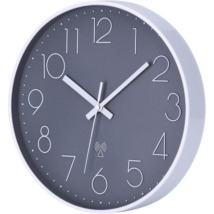 NESIFEE Funkuhr Wall Clock No Ticking Silent Wall Clock Easy to Read Clock for Kitchen Living Room Radio Wall Clock Large 30 cm Living Room Clock Radio Clock Wall Clock Modern Wall Clocks Radio Clock Silent No Ticking