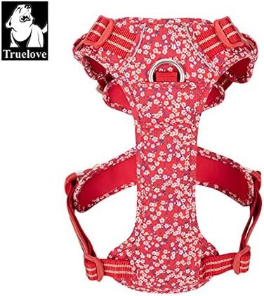 Шлейка для собак WINHYEPET Truelove No-Pull, бавовняна, дихаюча, світловідбиваюча, регульована, для маленьких та середніх собак і котів, TLH5655 (S, Маковий Червоний)