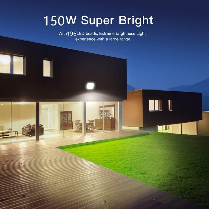 LED Floodlight Outdoor Warm White 3000K, Super Bright LED Floodlight 20000LM LED Spot Light Floodlight IP65 Waterproof Outdoor Security Light for Backyard, Driveway, Garage, Hallway, Garden (Cool White, 150W)
