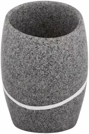ZCCZ Bathroom Set – 4-Piece Organizer Set with Toothbrush Holder, Soap Dispenser, Cosmetic Tray, and Cotton Swab Holder – Elegant Stone-Look Decoration for Modern Bathrooms (Gray)
