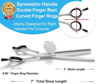 Ножиці для грумінгу собак та котів PURPLEBIRD 7.0 дюймів, вигнуті, з японської сталі 440C, ручна робота