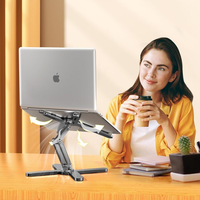 FoldWise X Laptop Stand for Desk – Aluminum, 360° Swivel, Foldable, Height & Angle Adjustable – Stable & Portable Laptop Riser, MacBook Stand & Computer Holder for 11-18 Inch
