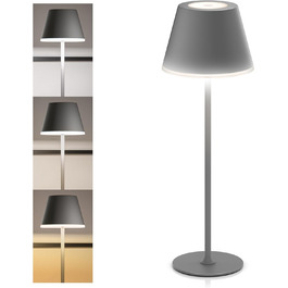 LED настільна лампа CSL з акумулятором - бездротова, сенсорна, димування, 3 кольори світла, метал, великий акумулятор, для дому та вулиці, колір антрацит