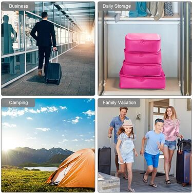 Органайзер для валізи OSDUE, набір 6 шт., Packing Cubes, водонепроникні сумки для одягу, туристичний органайзер, рожевий колір