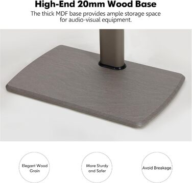 FITUEYES Adjustable Swivel TV Stand with Wood Base - Fits 32-70 inch TVs up to 40kg, VESA 400x600, Khaki