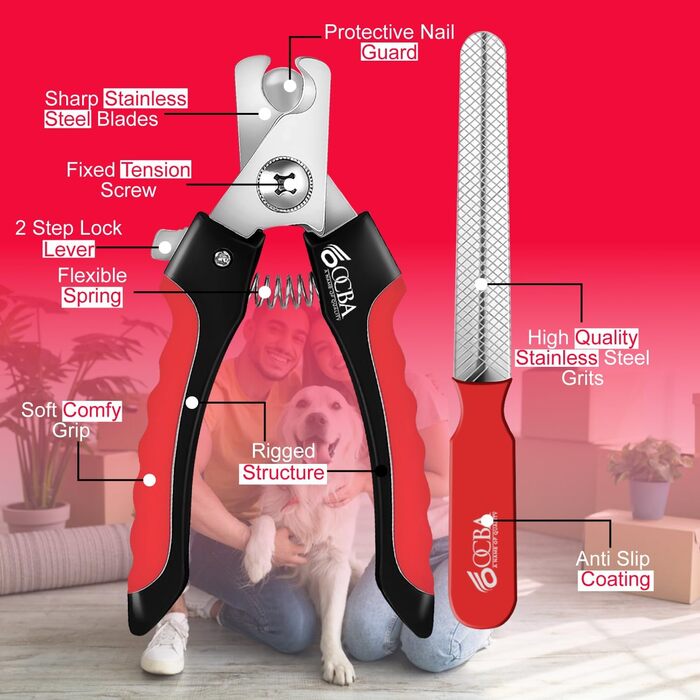 Професійний триммер для кігтів собак та котів з пилочкою. Нержавіюча сталь. Підходить для собак та котів будь-яких порід