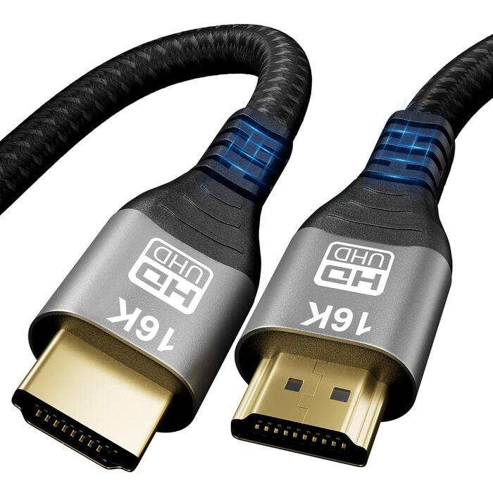 Кабель HDMI 2.2: 96Gbps, 16K@60Hz, 8K@240Hz, eARC, HDR10+, Dolby Atmos/Vision, HDCP 2.3 (1м)