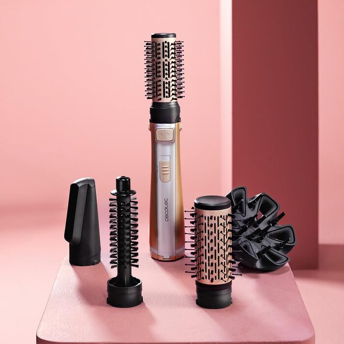 Cecotec AirBrush Gyro Elite: Ротаційна щітка для волосся з іонізацією, 5 насадок, 1100W, керамічне покриття, 3 температурні режими | Cecotec