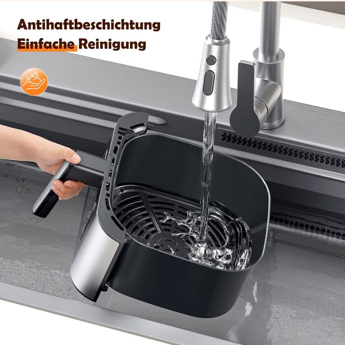 Фритюрниця повітряна 8L з цифровим LED-дисплеєм та вікном, 10-в-1, без масла, здорове приготування їжі