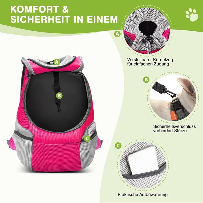 Рюкзак для собак та котів ALLSOPETS, XL, рожевий - переноска для собак, котів, велосипедна переноска, рюкзак для хатніх тварин