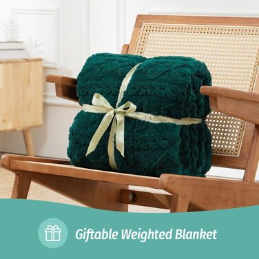 Обтяжена ковдра Wemore Sherpa Fleece для дорослих, двостороння плюшева ковдра з фланелі та шерпи, 15 lbs (6.8 кг), колір Jacquard-grün