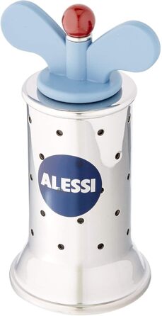 Перцемолка Alessi 9098 з рифленням, нержавіюча сталь та термопласт, світло-блакитна, 8.7×6.5×8.7 см, полірована