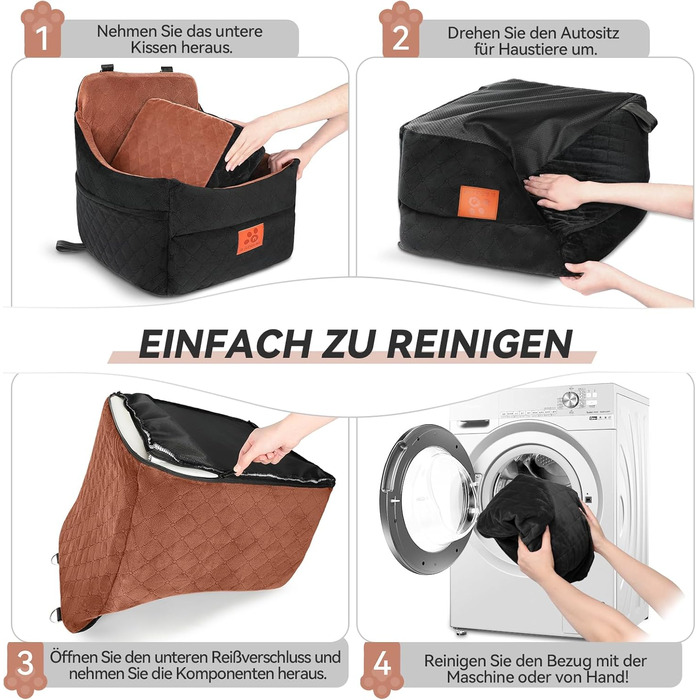 Автокрісло для собак GL GLENSLAVE: комфортне та безпечне автокрісло для маленьких та середніх собак (до 16 кг), чорний/коричневий колір, знімний та миючий чохол