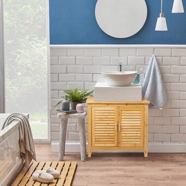 Relaxdays Bamboo Bathroom Vanity Cabinet