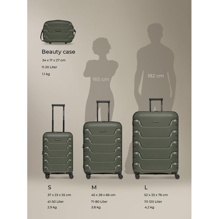 Чемодан тріумф SMARTBOX Olive L (76 см), розширюваний, 111-120 л, поліпропілен, 4 колеса, TSA-замок, 4.2 кг