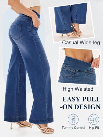 Джинси жіночі Baggy з широкими штанинами, висока талія, темно-сині, розмір 31