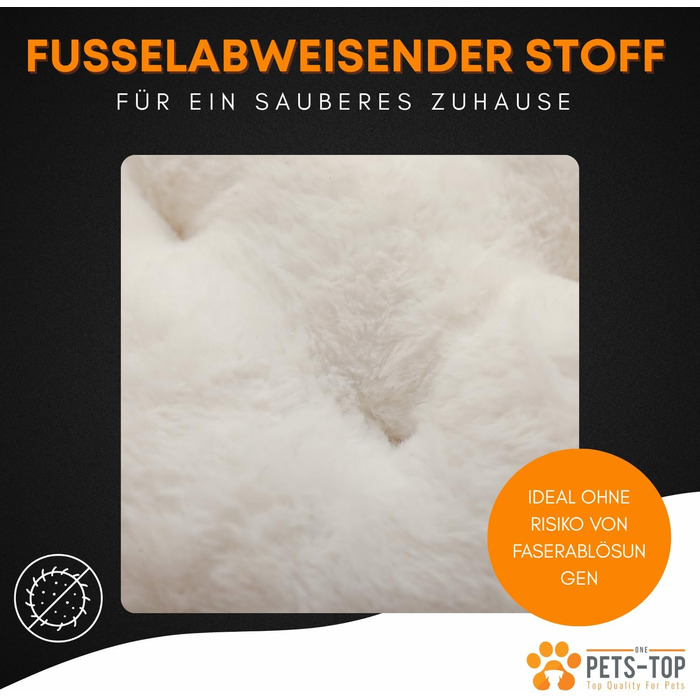 М'яке ліжко для кота з плюшу, кругле, біле, 60 см – зручний лежак для котів та маленьких собак