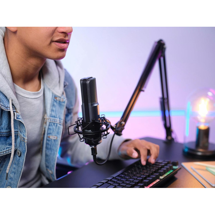 Trust Gaming GXT 253 Emita: мікрофонний кріплення-планка, стійка для мікрофона, регульована, з кабелем 290 см, чорний