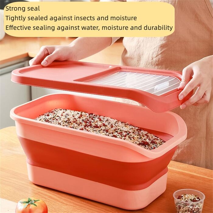 Контейнер для корму для собак, 15 кг, BPA-free, з кришкою-кляпкою, на колесах, великий, складний, для сухого корму