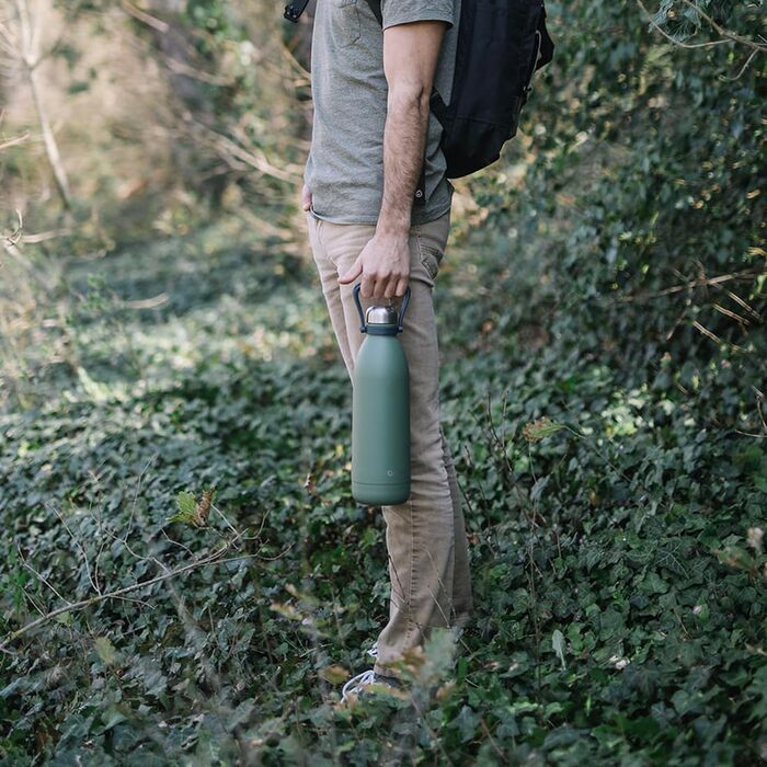 QWETCH 1.5L Stainless Steel Thermos Flask - Khaki Titan - 48h Cold & 16h Hot - Leakproof & BPA-Free Insulated Water Bottle with Handle - 1500ml - Perfect for Camping, Picnics & Family