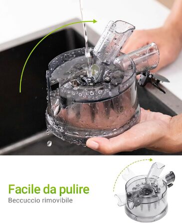 Шнекова соковижималка TUUMIIST Slow Juicer для цілих фруктів та овочів, 1.8 л, глянцевий чорний, 135 мм