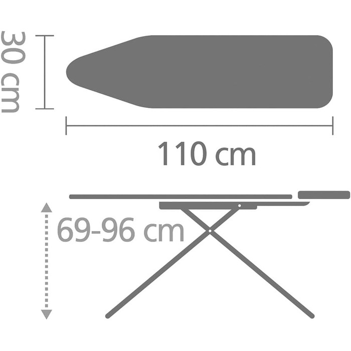 Прасувальна дошка Brabantia Bügelbrett B, 124 x 38 см, 100% Fairtrade-бавовна, стабільна, регульована по висоті, з підставкою для праски