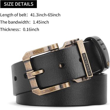 Чоловічий шкіряний ремінь BISON DENIM з класичною пряжкою, міцний, для джинсів, довжина 115 см (підходить для об'єму талії 36-39 дюймів) + ремінь з принтом, довжина 125 см (підходить для об'єму талії 41-43 дюйми)