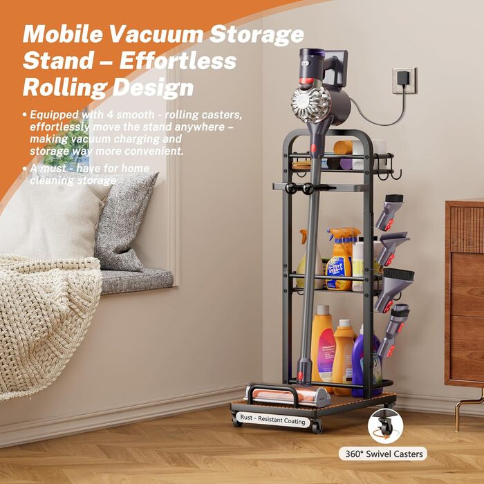 Підставка для пилососа, металева, настінна/підлогова, з коробкою для зберігання, сумісна з Dyson Gen5 V15s V15 V12 Slim V11 V10 V8 V7 V6 та аксесуарами