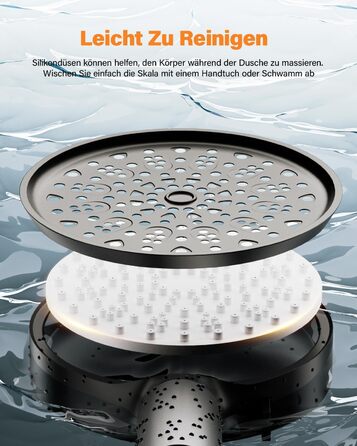 Cobbe Shower Head with Hose, High-Pressure Handheld Shower with 20-Stage Filtration, Water-Saving Shower Head with 6 Spray Modes, Rain Shower Pressure-Boosting and Water-Saving Shower Head for Hard Water