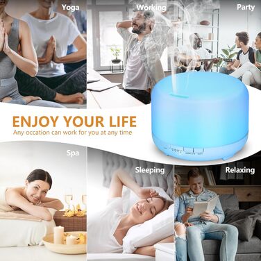 Аромадифузор Hianjoo 450мл з таймером, ультразвуковий, 7 кольорів LED, з пультом, для спа/офісу/йоги - (Світло-блакитний)