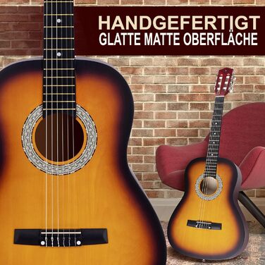 Акустична гітара Pyle для дітей та початківців, ½ розміру, з аксесуарами (сумка, тюнер, медіатор), чорний матовий сонцевий бьорст, 91 см