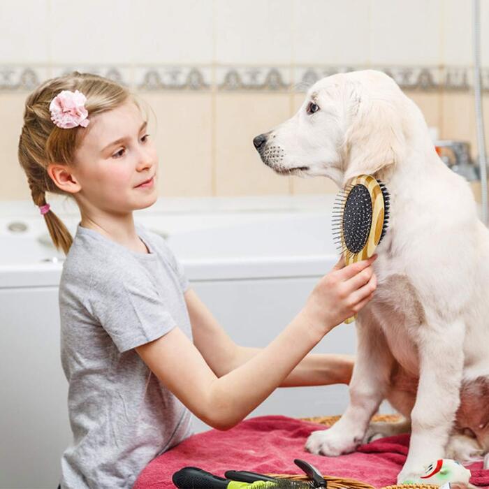 Щітка для котів та собак MELLIEX, щетина кабана та ігольчаста щітка, подвійна щітка для догляду за домашніми тваринами, гребінець для собак та котів з короткою та довгою шерстю