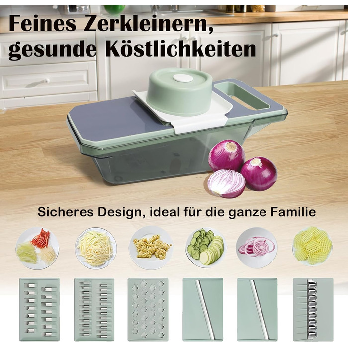 Набір для нарізання овочів та зелені 6-в-1: тертка, нарізач цибулі, кухонні аксесуари