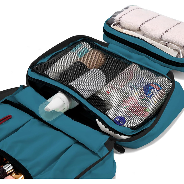 Чоловіча/Жіноча дорожня косметичка-органайзер з 4 відділеннями, велика місткість, компактна, зелена