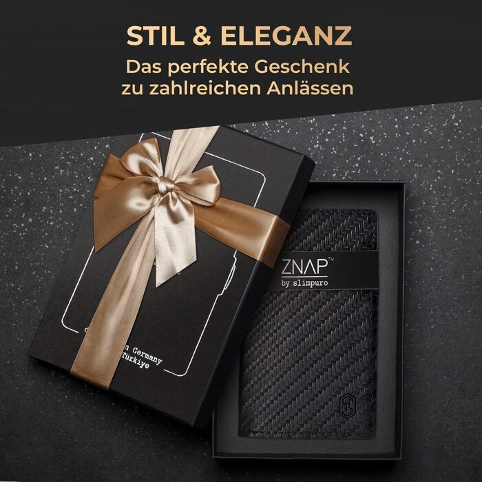 ZNAP® Slim Wallet: Тонкий картхолдер для чоловіків з RFID захистом, карбон, 12 карт