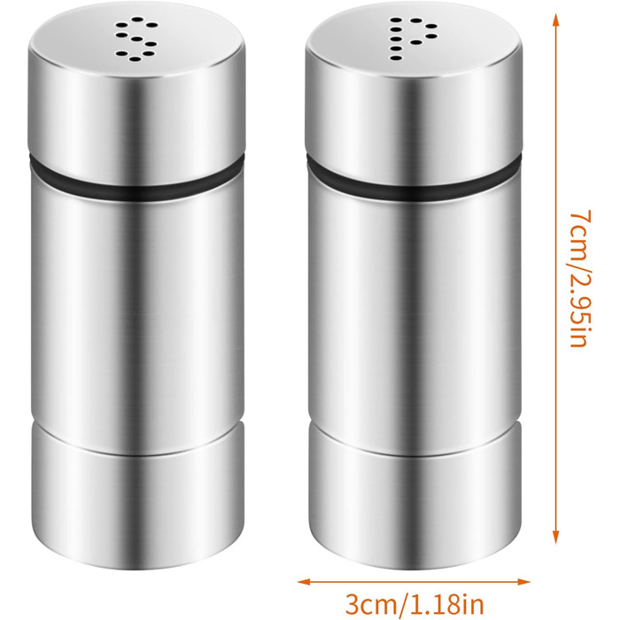 Набір для спецій з нержавіючої сталі (2 шт): солянка та перечниця, невеликий розмір