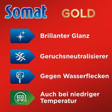 Таблетки для посудомийної машини Somat Gold, ефективне очищення при низьких температурах, проти пригорілого, 176 шт.