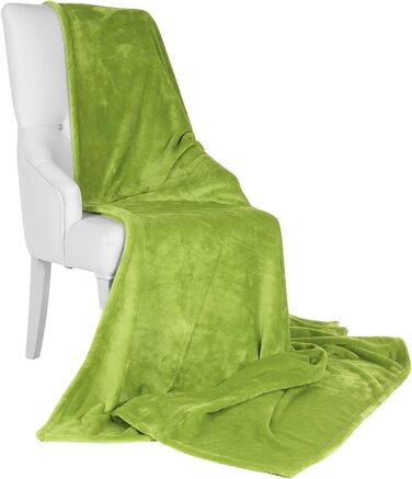 Beautissu Плюшевий плед Aurelia, 150x200 см, зелений – м'який плед для дивану та ліжка, мікрофібра