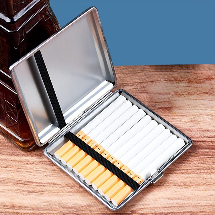 Чохол для сигарет на 20 сигарет, чорний, з кліп-застібкою, PU шкіра, 10 x 9.5 x 1.9 см