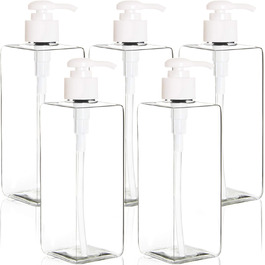 Набір з 5 флаконів Youngever 500 мл з дозатором для шампуню, мила, лосьйонів. Багаторазові флакони з дозатором з пластику.