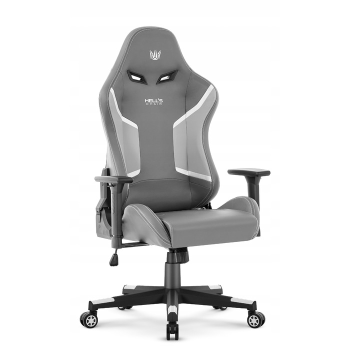 Ігрове крісло HELL'S CHAIR HC-2002 Grey-White, штучна шкіра, сіре