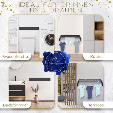 Настінна сушарка для білизни Homellence - висувна, 3.50м, білий/антрацит