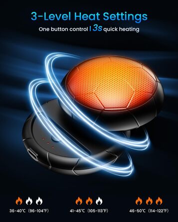 Електричні грілки для рук 2 шт. | USB, 3 режими нагріву, 20 годин тепла, для активного відпочинку та дому, чорний